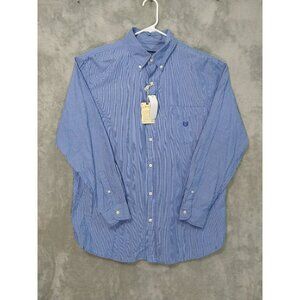 Chaps Shirt Mens Large Blue Striped Button Down Long Sleeve Cotton Casual